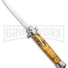 11" Italian Stiletto OTF Automatic Knife Yellow Acrylic Bayo (4.75" Satin)