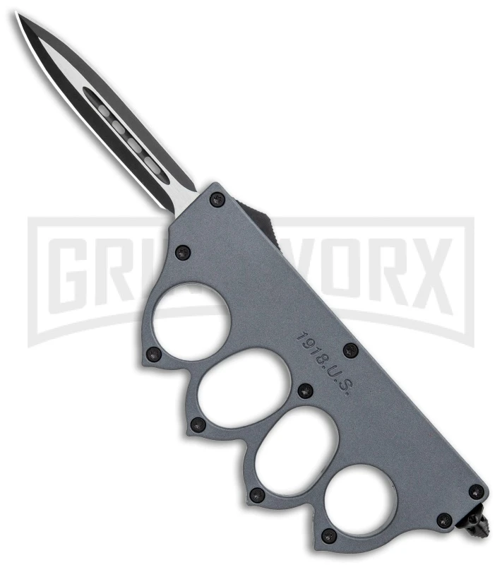 Atomic 1918 Gray OTF Automatic Knuckle Knife - Dagger Two-Tone 3 Atomic 1918 Gray OTF Automatic Knuckle Knife - Dagger Two-Tone