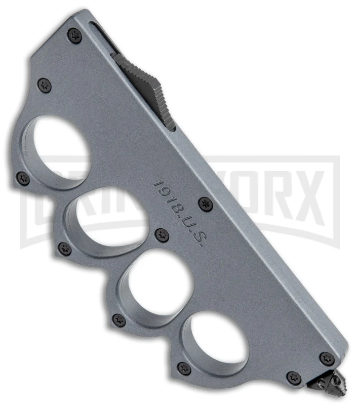 Atomic 1918 Gray OTF Automatic Knuckle Knife - Dagger Two-Tone 4 Atomic 1918 Gray OTF Automatic Knuckle Knife - Dagger Two-Tone - Image 2