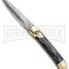 9" Damascus Leverlock Blackwood Automatic Knife - Dagger Damascus Plain -Featured Knife Shop 8.75in LL Dagger Stiletto Blackwood Damascus LV1B BHQ 71507 jr large