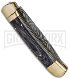 9" Damascus Leverlock Blackwood Automatic Knife - Dagger Damascus Plain -Featured Knife Shop 8.75in LL Dagger Stiletto Blackwood Damascus LV1B BHQ 71507 jr side large