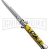 SKM 9" Italian Stiletto Yellow Swirl Killer Bee Automatic Knife - Bayonet -Featured Knife Shop 9 yellow swirl bayo stilleto large