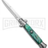9" Anomaly Stiletto Green Pearlex Automatic Knife - Satin Bayonet