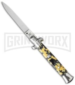 SKM 9" Mosaic Acrylic Italian Stiletto Automatic Knife - Flat