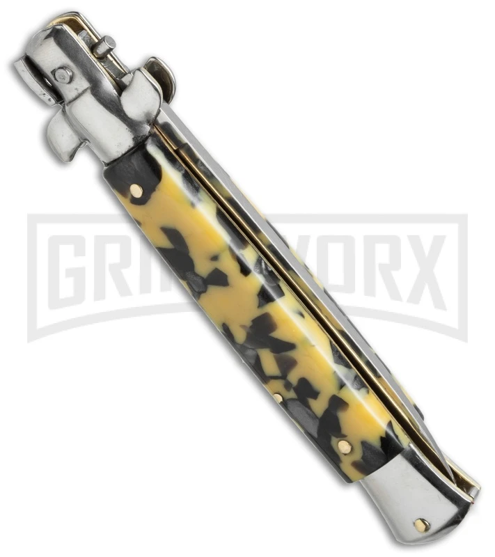 SKM 9" Mosaic Acrylic Italian Stiletto Automatic Knife - Flat 4 SKM 9" Mosaic Acrylic Italian Stiletto Automatic Knife - Flat - Image 2