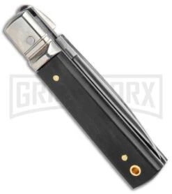 AGA Mini Classic Lever Lock Ebony Wood Automatic Knife (6' Satin) 8 AGA Mini Classic Lever Lock Ebony Wood Automatic Knife (6' Satin) -Featured Knife Shop AGA 6in Mini Classic LL Ebony Wood Auto Satin GX 37458 jr side large