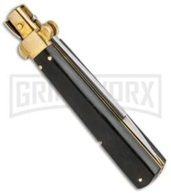 AGA Campolin 10" Italian Frosolone Picklock Brass/Ebony Automatic Knife - Bayo -Featured Knife Shop AGA Campolin 10in Italian Frosolone Picklock Brass Ebony AutoKnife Bayo GX 32102 jr side large