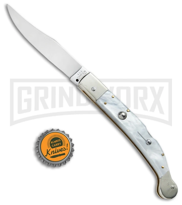 AGA Campolin Sahara Pearlex Italian Stiletto Automatic Knife - Mirror Plain 6 AGA Campolin Sahara Pearlex Italian Stiletto Automatic Knife - Mirror Plain - Image 4