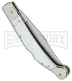 AGA Campolin Sahara Pearlex Italian Stiletto Automatic Knife - Mirror Plain 8 AGA Campolin Sahara Pearlex Italian Stiletto Automatic Knife - Mirror Plain -Featured Knife Shop AGA Campolin 9in Sahara Italian Stiletto LB Pearlex Mirror BHQ 74049 jr side large