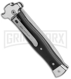 AGA Campolin Zero Black Coated Leverlock Automatic Knife - Bayo Polish Plain -Featured Knife Shop AGA Campolin Zero Bayo LL Auto Black Coated Polish AGA01LN LB BHQ 92041 jr side large