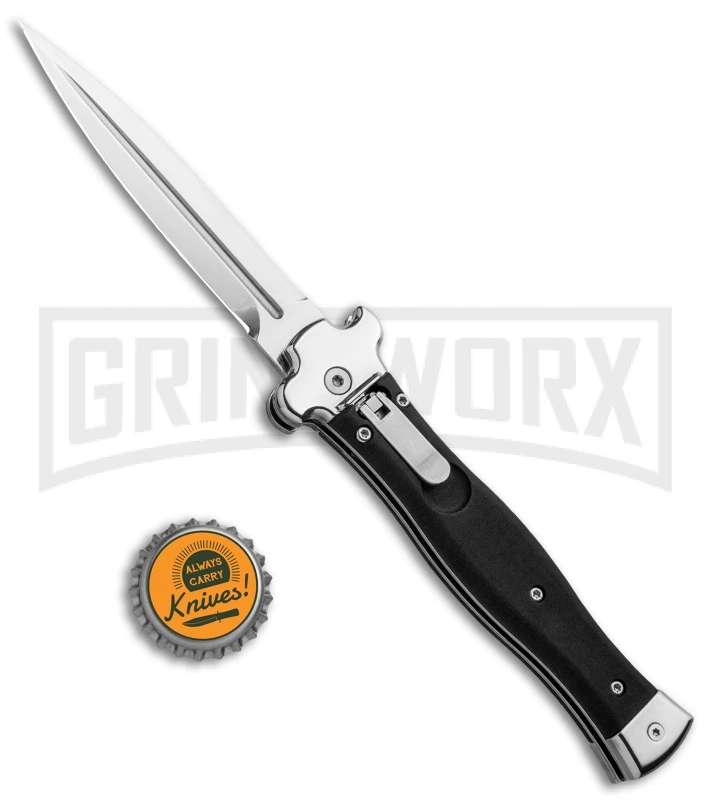 AGA Campolin Zero Black Coated Leverlock Automatic Knife - Dagger Polish Plain 6 AGA Campolin Zero Black Coated Leverlock Automatic Knife - Dagger Polish Plain - Image 4