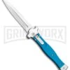 AGA Campolin Zero Blue G-10 Leverlock Automatic Knife - Dagger Satin Plain -Featured Knife Shop AGA Campolin Zero Dagger LL Auto Blue G 10 Satin BHQ 117112 jr large