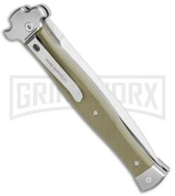 AGA Campolin Zero+ Green G-10 Leverlock Automatic Knife - Dagger Satin Plain 2.0 8 AGA Campolin Zero+ Green G-10 Leverlock Automatic Knife - Dagger Satin Plain 2.0 -Featured Knife Shop AGA Campolin Zero Dagger LL Auto Green G 10 Satin BHQ 105462 jr side large