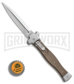 AGA Campolin Zero Brown G-10 Leverlock Automatic Knife - Dagger Satin Plain -Featured Knife Shop AGA Campolin Zero Dagger leverlock brown G10 satin BHQ 74942 er bottlecap large