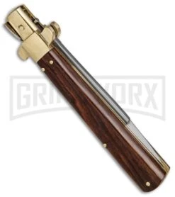 AGA Campolin 11" Frosolone Cocobolo/Brass Stiletto Automatic Knife - Bayonet -Featured Knife Shop AGA Frosolone Cocobolo Brass 11in Bayo BP 29293 jr side large