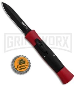 AKC 007 Concord Red/Black OTF Automatic Knife - Dagger Black -Featured Knife Shop AKC 007 Concord OTF Red Black Dagger GX 30497 jr bottlecap large