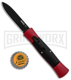 AKC 007 Concord Red/Black OTF Automatic Knife - Flat Black -Featured Knife Shop AKC 007 Concord OTF Red Black Flat GX 30499 jr bottlecap large