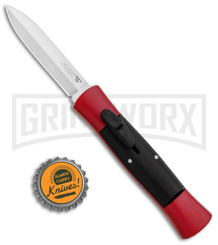AKC 007 Concord Red/Black OTF Automatic Knife - Dagger Satin 6 AKC 007 Concord Red/Black OTF Automatic Knife - Dagger Satin - Image 4