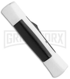 AKC 007 Concord White/Black OTF Automatic Knife - Flat Black -Featured Knife Shop AKC 007 Concord OTF White Black Flat GX 30496 jr side large