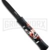 AKC 077 Concord Red/White Skull OTF Automatic Knife - Flat Grind Black Plain -Featured Knife Shop AKC 077 concord red white skull black BP 19133 er large