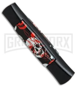 AKC 077 Concord Red/White Skull OTF Automatic Knife - Flat Grind Black Plain 7 AKC 077 Concord Red/White Skull OTF Automatic Knife - Flat Grind Black Plain -Featured Knife Shop AKC 077 concord red white skull black BP 19133 er side large