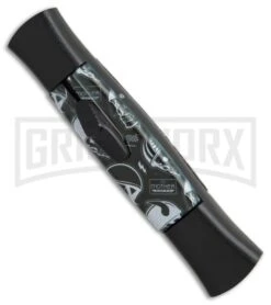AKC 077 Concord Route 66 Skull OTF Automatic Knife - Black Plain -Featured Knife Shop AKC 077 concord route 66 skull black plain BP 19012 er side large