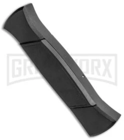 AKC 777 Blackfinger Black OTF Automatic Knife - Dagger Satin Plain -Featured Knife Shop AKC 777 Blackfinger Dagger OTF Auto Black Satin BHQ 50807 jr side large