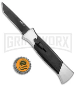 AKC 777 Blackfinger Brushed Aluminum OTF Automatic Knife - Black Tanto 9 AKC 777 Blackfinger Brushed Aluminum OTF Automatic Knife - Black Tanto -Featured Knife Shop AKC 777 Blackfinger OTF Auto Brushed Aluminum Black Black Tanto BHQ 153398 jr bottlecap large