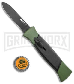 AKC 777 Blackfinger Green/Black OTF Automatic Knife - Black Plain 9 AKC 777 Blackfinger Green/Black OTF Automatic Knife - Black Plain -Featured Knife Shop AKC 777 Blackfinger OTF Auto Green Black Black Flat BHQ 138920 jr bottlecap large