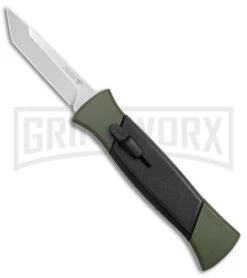 AKC 777 Blackfinger Green/Black OTF Automatic Knife - Satin Tanto
