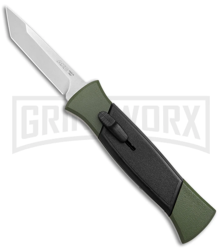 AKC 777 Blackfinger Green/Black OTF Automatic Knife - Satin Tanto 3 AKC 777 Blackfinger Green/Black OTF Automatic Knife - Satin Tanto