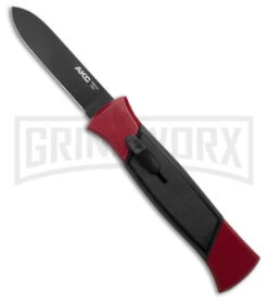 AKC 777 Blackfinger Red/Black OTF Automatic Knife - Black Plain