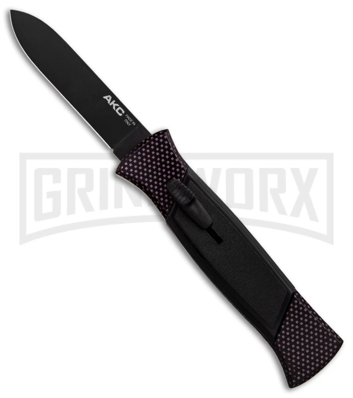 AKC 777 Blackfinger Sim Carbon Fiber OTF Automatic Knife - Black Plain 3 AKC 777 Blackfinger Sim Carbon Fiber OTF Automatic Knife - Black Plain