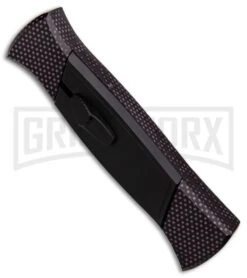 AKC 777 Blackfinger Sim Carbon Fiber OTF Automatic Knife - Black Plain 8 AKC 777 Blackfinger Sim Carbon Fiber OTF Automatic Knife - Black Plain -Featured Knife Shop AKC 777 Blackfinger Sim Carbon Fiber Black Flat BHQ 90290 er spine large
