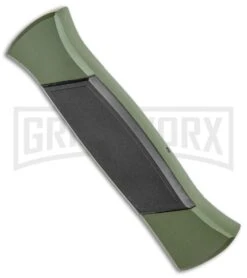 AKC 777 Green Blackfinger Brushed Aluminum OTF Automatic Knife - Black Dagger -Featured Knife Shop AKC 777 Green Blackfinger Dagger OTF Auto Brushed Aluminum Black BHQ 87411 jr side large