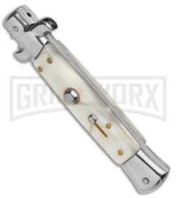 Featured Knife Shop -Featured Knife Shop AKC 9in Stiletto White Pearlex Auto Bayo GX 37958 jr spine large