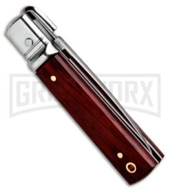 AKC 6" Mini Classic Lever Lock Cocobolo Automatic Knife - Satin Plain -Featured Knife Shop AKC Classic Leverlock Cocobolo BHQ 50891 ns side large