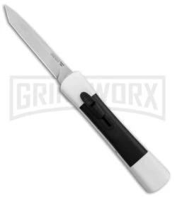 AKC Concord White/Black OTF Automatic Knife - Tanto Satin Plain