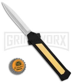 AKC F-16 Brass D/A OTF Automatic Knife - Dagger Satin Plain -Featured Knife Shop AKC F 16 BHQ Exclusive Brass Dagger Satin Plain GX 30991 er bottlecap large