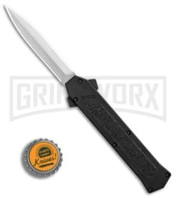 AKC F-16 Black D/A OTF Automatic Knife - Dagger Satin Plain -Featured Knife Shop AKC F 16 Black DA Dagger Satin Plain GX 30994 er bottlecap large