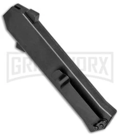 AKC F-16 Black/Stripe Inlay D/A OTF Automatic Knife - Bayo Satin Plain 8 AKC F-16 Black/Stripe Inlay D/A OTF Automatic Knife - Bayo Satin Plain -Featured Knife Shop AKC F 16 Black Stripe Inlay DA OTF Bayo Satin Plain BP 25394 jr side large