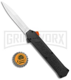 AKC F-16 Black D/A OTF Automatic Knife + Orange Button - Bayo Satin Plain 9 AKC F-16 Black D/A OTF Automatic Knife + Orange Button - Bayo Satin Plain -Featured Knife Shop AKC F 16 DA Bayo OTF Auto Black Orange Button Satin BHQ 102935 jr bottlecap large