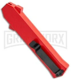 AKC F-16 Red D/A OTF Automatic Knife - Bayo Two Tone Plain 8 AKC F-16 Red D/A OTF Automatic Knife - Bayo Two Tone Plain -Featured Knife Shop AKC F 16 DA Bayo OTF Auto Red BHQ 112389 jr side large