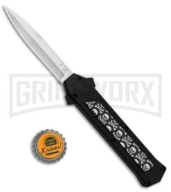 AKC F-16 Skulls D/A OTF Automatic Knife - Bayo Satin Plain 9 AKC F-16 Skulls D/A OTF Automatic Knife - Bayo Satin Plain -Featured Knife Shop AKC F 16 DA Bayo OTF Auto Skulls Satin BHQ 84593 jr bottlecap large