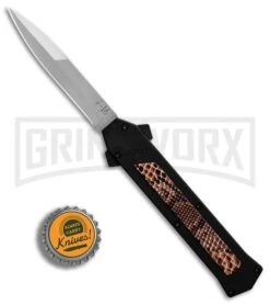 AKC F-16 Snake Skin D/A OTF Automatic Knife - Bayo Satin Plain -Featured Knife Shop AKC F 16 DA Bayonet Snake Skin Satin BHQ 78292 er bottlecap large