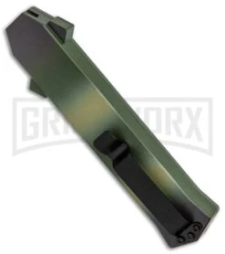 AKC F-16 Green Camo D/A OTF Automatic Knife - Dagger Satin Plain -Featured Knife Shop AKC F 16 DA Dagger Camo OTF Auto Green Satin BHQ 125374 jr side large