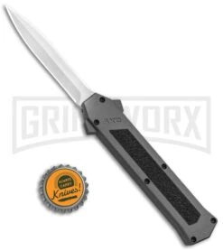 AKC F-16 Gray D/A OTF Automatic Knife - Dagger Satin Plain 9 AKC F-16 Gray D/A OTF Automatic Knife - Dagger Satin Plain -Featured Knife Shop AKC F 16 DA Dagger OTF Auto Gray Satin BHQ 92691 jr bottlecap large