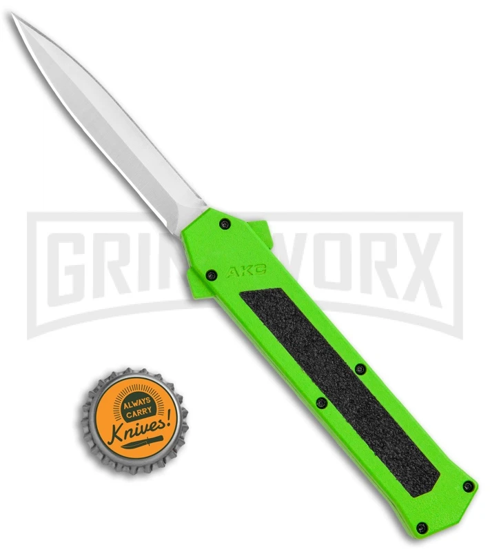 AKC F-16 Neon Green D/A OTF Automatic Knife - Dagger Satin Plain 6 AKC F-16 Neon Green D/A OTF Automatic Knife - Dagger Satin Plain - Image 4