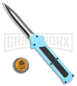 AKC F-16 Teal D/A OTF Automatic Knife - Dagger Two Tone Plain 9 AKC F-16 Teal D/A OTF Automatic Knife - Dagger Two Tone Plain -Featured Knife Shop AKC F 16 DA Dagger OTF Auto Teal TT BHQ 109160 jr bottlecap large