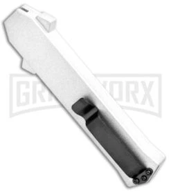 AKC F-16 White D/A OTF Automatic Knife - Dagger Satin Plain -Featured Knife Shop AKC F 16 DA Dagger OTF White Satin BHQ 94221 jr side large